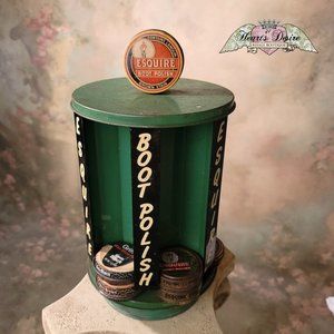 Esquire Boot Shoe Polish Antique Store Metal Rotating Display Rare 6 Shoe Polish